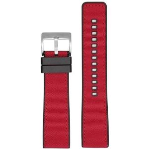 Geweven canvas rubberen band 20mm22mm 24mm snelsluiting waterdicht heren nylon sport vervangen armband horlogeband geschikt for Omega for Seiko (Color : Red silver, Size : 20mm)