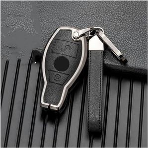 Sleutelbehuizing Voor C Klasse W205 E Klasse W212 ABS GLC GLA GLK Auto-accessoires Legering + Leer Auto Afstandsbediening Sleutel Shell Key Case Cover Autosleutelhoesje(4)