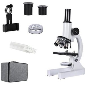 Microscoop Accessoires Kit Zoom 640X 1280X 2000X HD Biologische microscoop Monoculaire student onderwijs laboratorium w/LED licht telefoon houder elektronische oculair Microscoop Slides (Maat: