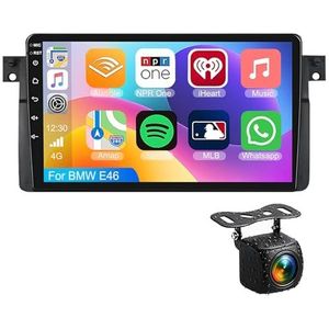 Android 14.0 2 Din Autoradio 9"" Touchscreen Auto Stereo voor BMW E46 met Draadloze Carplay Android Auto GPS navigatie AHD Omgekeerd beeld Stuurwielbediening(S-1(2G+32G))