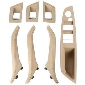 Voor 5 Serie Voor F10 Voor F11 51417225866 Links Rechts Driver Auto Interieur Lederen Deurgrepen 7 Stuks Volledige Set Handgrepen Van Binnendeuren(RHD Beige)