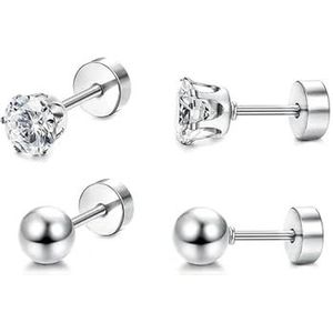 1-16 paar roestvrij staal kleine minimalistische ronde CZ bal barbell stud oorbellen piercing kraakbeen oorbellen set voor mannen vrouwen