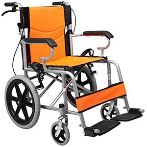 Rolstoelen Opvouwbare opvouwbare rolstoelen Lichtgewicht aluminium rolstoeltrolley Scooter Zelfrijdende comfortabele draagbare rolstoel, oranje