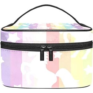 Kleurrijke Eenhoorns Make-up Organizer Bag, Reizen Make-up Tas Organizer Case Draagbare Cosmetische Tas voor Vrouwen en Meisjes Toiletartikelen, Meerkleurig, 22.5x15x13.8cm/8.9x5.9x5.4in