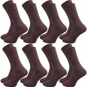 GAWILO Herensokken van 100% katoen (8 paar), zonder drukkende naad, katoenen sokken met versterkte hiel en teenpunt, bruin, 39-42 EU
