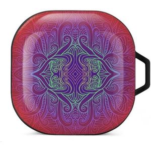 Psychedeli Abstract Tribal Mandala Oordopjes Hoesje Compatibel met Samsung Hard Shell Beschermhoes Zwart-Stijl