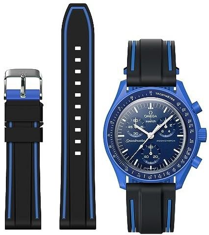 Stanchev Bandje voor Omega x Swatch MoonSwatch/Rolex/SEIKO Horloge 20 mm, Snelsluiting Speedmaster Horlogebandje Vervanging Zacht Silicone