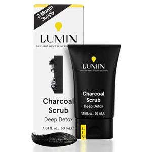 Lumin - Charcoal Scrub Deep Detox voor Mannen - Gezichtsreiniger, pre-shave scrub, houtskool-exfoliant die de huid verfrist en verjongt