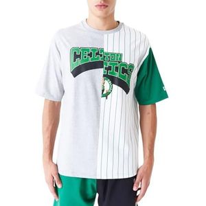 New Era NBA Boston Celtics Half Pinstripe Oversized T-shirt, wit, XL