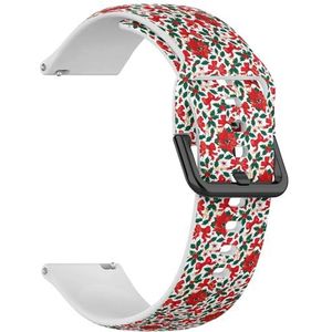 Compatibel met Fossil Women's Gen 5E 42 mm/Gen 6 42 mm, Fossil Venture Gen 4 HR/Gen 3 Vrouwen Mannen, 18 mm (Kerst Vintage Holly) 18 mm Zachte Siliconen Sportband Armband Armband, Siliconen, Geen