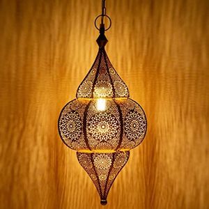 Oosterse lamp hanglamp Lunar goud 40 cm E27 fitting | Marokkaans design hanglamp lamp lamp uit Marokko | Oosterse lampen voor woonkamer keuken of hangend boven de eettafel