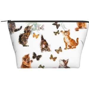 WSHFFILO Leuke Kitten Vlinder Gedrukte Dagelijkse Opbergtas Make-up Tas Reizen Toiletry Bag Cosmetische Zak, Zwart, Eén maat