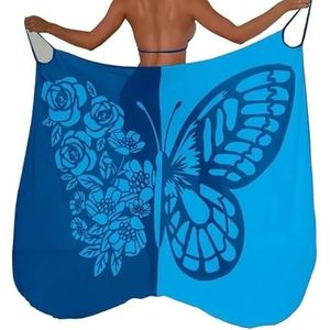 Damesbadpak met vlinderprint, voor dames, strand, rok, sexy netstof, bijpassende kleur zwemkleding cover-ups voor dames, badpak, strandjurk (BU1)