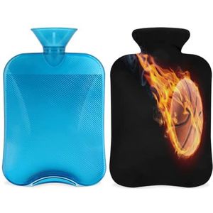 Sport Basketbal Warm Water Bottle met Cover 2L, Basketbal PVC Warm Water Bag voor Hand Voeten Warmer, Pijnverlichting, Hot Compress en Koude Therapie