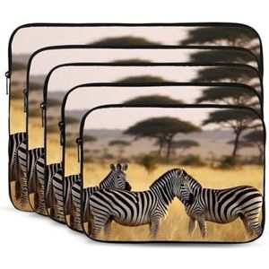 Afrika Grasland Zebra Print Laptop Sleeve Case Draagbare Computer Tas Draagtas Kleine Laptop Tas Voor Vrouwen Mannen 17 inch