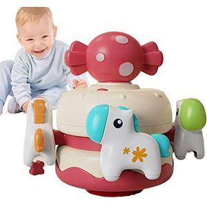 Muziekdoos, Clockwork Carousel Musical Box voor kinderentertainment, Kleurrijk babyspeelgoed met draaibaar paard, mooie wiegornamenten voor kinderkamer Yuab