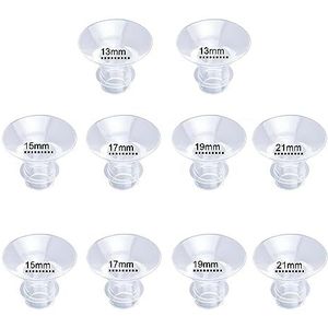 10 stuks flensinzetstukken 13/15/17/19/21 mm compatibel met Momcozy M5/S9 Pro/S12 Pro, Elvie, Wilg, lansinoh, Medela, Spectra, TSRETE Borstkolven Moms 24 mm schild/flens, vervangende accessoires voor