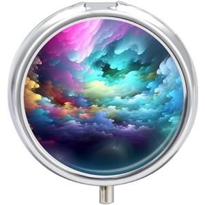 Pillendoos Draagbare Kleurrijke Wolk Pil Organizer Reizen Pil Case voor Pocket Of Portemonnee Geneeskunde Pil Container met Spiegel 3 Compartimenten Dagelijkse Geneeskunde Organizer