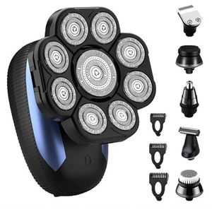 Elektrisch scheerapparaat， 9D scheerapparaat for kale mannen, oplaadbaar roterend scheerapparaat, draadloos beauty-scheerapparaat, set for natte en droge hoofden, scheertrimmer