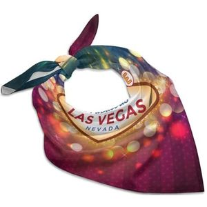 Welkom Las Vegas Vierkante Bandana Mode Satijn Wrap Neck Sjaals Comfortabele Hoofddoek voor Vrouwen Haar 63,5 cm x 63,5 cm