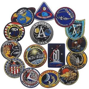 NASA Apollo 1,7,8,9,10,11,12,13,14,15,16,17, Space Patch, 60-jarig jubileum Logo Missie Astronautc Moon Landing Programma Geborduurde Badge Collectie Kostuum Applique Naai op motorfiets embleem