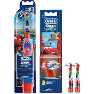 Voordeelset: 1 Braun Oral-B Stages Power Kids cls batterij tandenborstel kinderen DB4.510.K Disney Cars + 2-delige power opzetborstels CARS