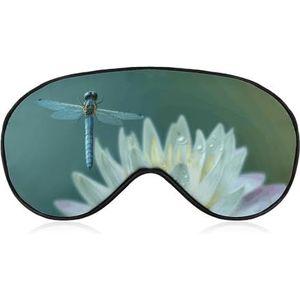 Libelle slaapmasker met waterlelie, lichtblokkerend oogmasker, comfortabel en zacht, oogbedekking met elastiek, geschikt voor mannen en vrouwen, geschikt voor reizen en slapen