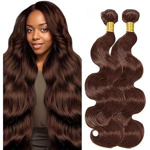 Lakaisa Body Wave Human Hair Bundles Sew in Hair Chocolate Brown Real Hair Extensions 2 Bundles 100% Unprocessed Brazilian Virgin Hair No Smell for Woman 16 16 Inch