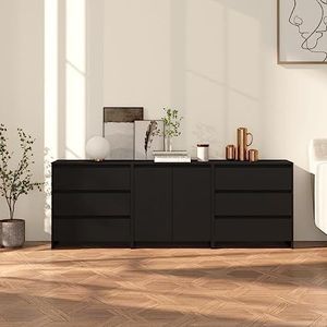 CBLDF 3-delig dressoir zwart ontworpen hout