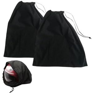 2 x universele motorhelmtas, 47 x 43 cm, met trekkoord, voor skihelmen, basketbal, zwart