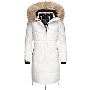 Navahoo Halina winterjas voor dames, gewatteerde mantel met afneembare kraag van imitatiebont, S - XXL