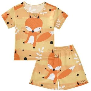 YOUJUNER Kinderpyjama set grappige vos korte mouw T-shirt zomer nachtkleding pyjama lounge wear nachtkleding voor jongens meisjes kinderen, Meerkleurig, 8 jaar