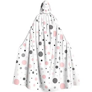 Bxzpzplj Roze grijs wit moderne polkadot patroon print capuchon mantel lang voor carnaval cosplay kostuums, carnaval fancy dress cosplay, 185 cm
