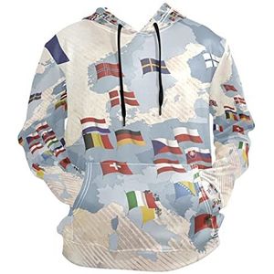 Vrede wereldkaart vlag hoodie sweatshirt voor jongens meisjes trekkoord trui lange mouwen capuchon, Mode Gedrukt, M