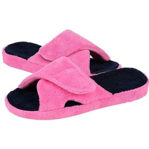 JMORCO Dames Slippers Fuzzy Indoor Slippers Voor Vrouwen Verstelbare Badstof Boog Ondersteuning Slippers Vier Seizoen Open Teen Huisschoen, rozerood, 36(8.8 inch)