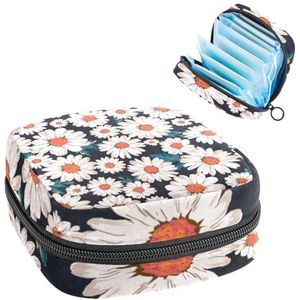 Opbergtas voor maandverband, maandverband, menstruatiecup zakje, menstruatiezakorganizer voor vrouwelijke pads, tampons, naadloze madeliefjesbloem
