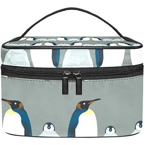 Make-up Organizer Bag, Reizen Make-up Tas Organizer Case Draagbare Cosmetische Tas voor Vrouwen en Meisjes Toiletartikelen Pinguïn Grijs, Meerkleurig, 22.5x15x13.8cm/8.9x5.9x5.4in