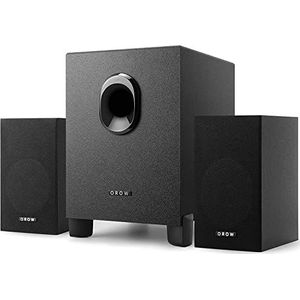 OROW PC-luidspreker, 16 W, 2.1, luidspreker voor pc met subwoofer, USB-aangedreven, hi-fi stereogeluid, computerluidspreker, sterke bas, ideaal voor gaming/pc, hout