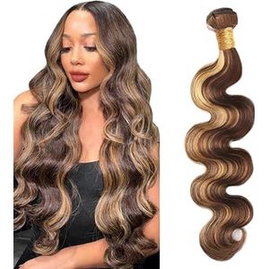 Lakaisa Body Wave Human Hair Bundles Blonde 100% Unprocessed Brazilian Remy Hair P427 Highlight Real Hair Extensions Sew in Hair 1 Bundle No Smell for Woman 26 Inch