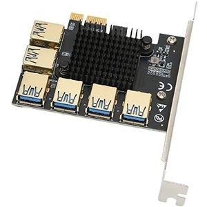 PCIe 1-6 Riser Card Vergulde PCI E Riser Splitter 1-6 Port Heat Disip IC Zwart (thuis naar kantoor)