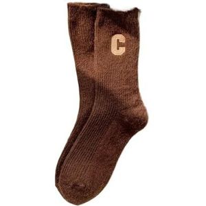 YIJIANUO Luxe Vrouwen Wollen Sokken Warm Winter Dikke Kasjmier Casual Japanse Mode Effen Kleur Comfortabele Thuis Sok Lange, Bruin, One size