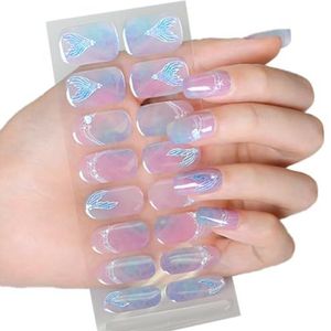 Blad semi-uitgeharde gels nagels polish strips zelfklevende gels nagels kunststickers blijvende gels nagels wrap stickers nagels stickers semi-uitgeharde gels nagels stickers voor tenen wit met uv