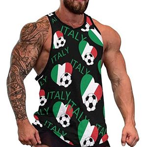 Love Italy Soccer Heren Tank Top Mouwloos T-shirt Trui Gym Shirts Workout Zomer Tee