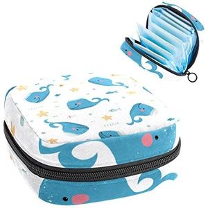 Maandverband Opbergtas, Menstruatie Cup Pouch Tampon Bag, Periode Pads Houder Organizer voor Vrouwen Meisjes, Leuke Hoed Shame Whale
