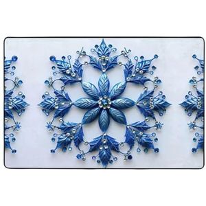 YJxoZH Blauwe Kerst Sneeuwvlok Print Home Decor Tapijten, Voor Woonkamer Keuken Antislip Vloer Tapijt Ultra Zachte Slaapkamer Tapijten