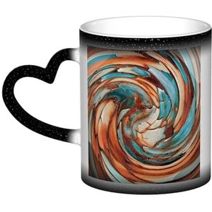 Roest Blauwe Abstracte Kunst, Keramiek Mok Warmtegevoelige Kleur Veranderende Mok in de Hemel Koffiemokken Keramische Cup 330ml
