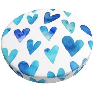 GRatka Hoes voor ronde kruk, hoes voor barstoel, voor thuis, bar, antislip zitkussen, 30,5 cm, blauw hart, elegant, romantisch, uniek