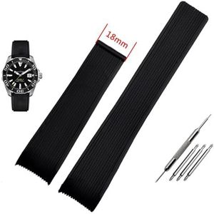 LUGEMA Rubberen Horlogeband Compatibel Met TAG WAY201A/WAY211A 300|500 Polsband 21mm 22mm Arc End Zwart Blauwe Horlogeband Met Vouwgesp (Color : Black no clasp, Size : 22mm)