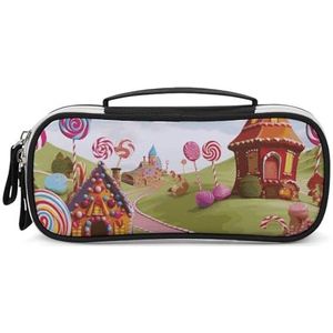 DWTJKMS Candy Land Lederen Make-uptas Draagbare Kleine Cosmetische Organizer Waterdichte Toilettassen Borstels Potloden En Reizen Make Up Accessoires