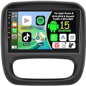 Draadloze Autoradio Android 15 voor Opel Vivaro B 2014-2018 & Renault Traffic 3 2014-2021 met draadloze carplay en Android Auto Bluetooth USB Wifi 4G GPS Navigatie(S-3(2G+64G))